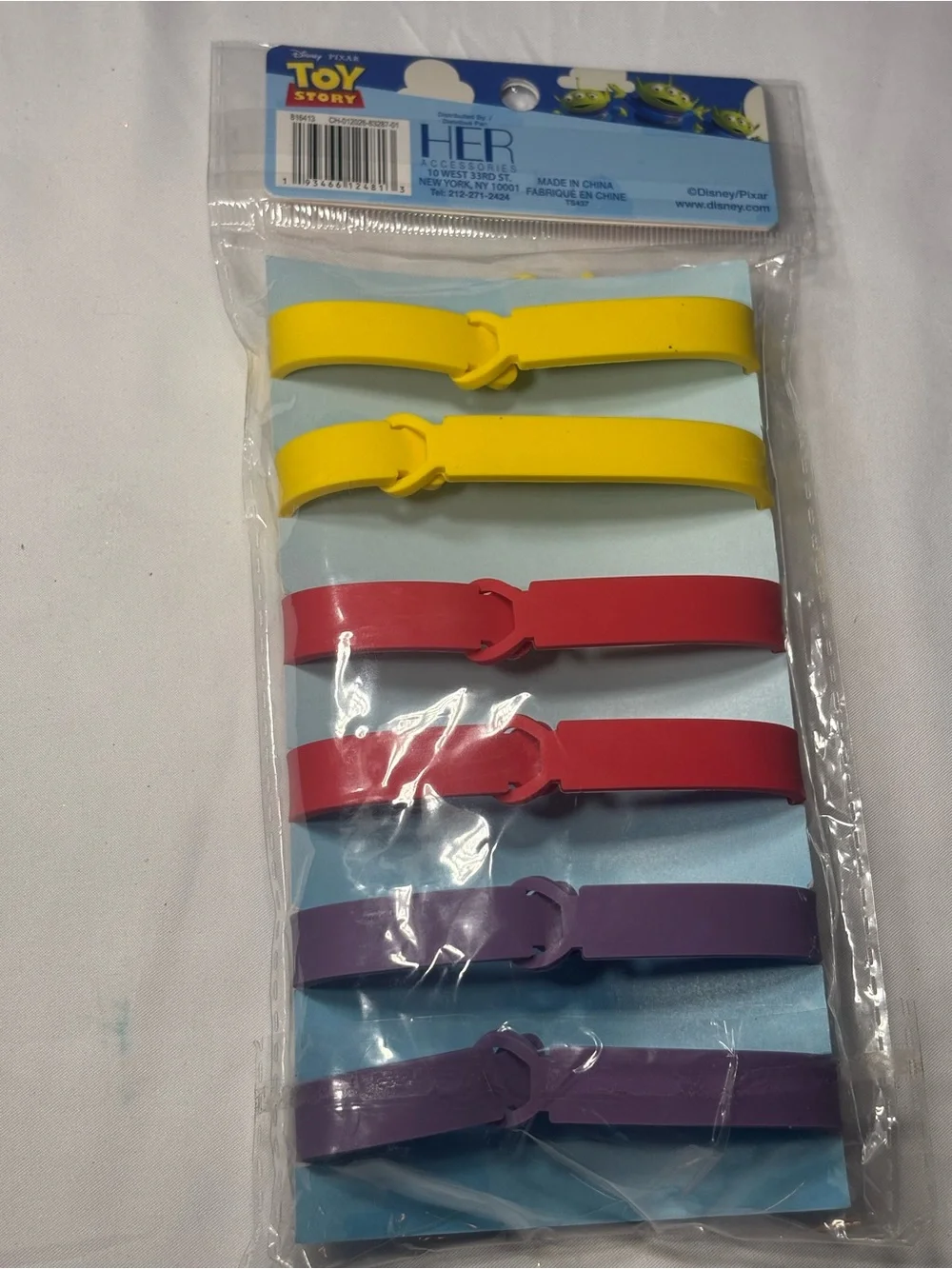 6 New Toy Story Kids Character Silicone Bracelets - Yellow, Red, Purple